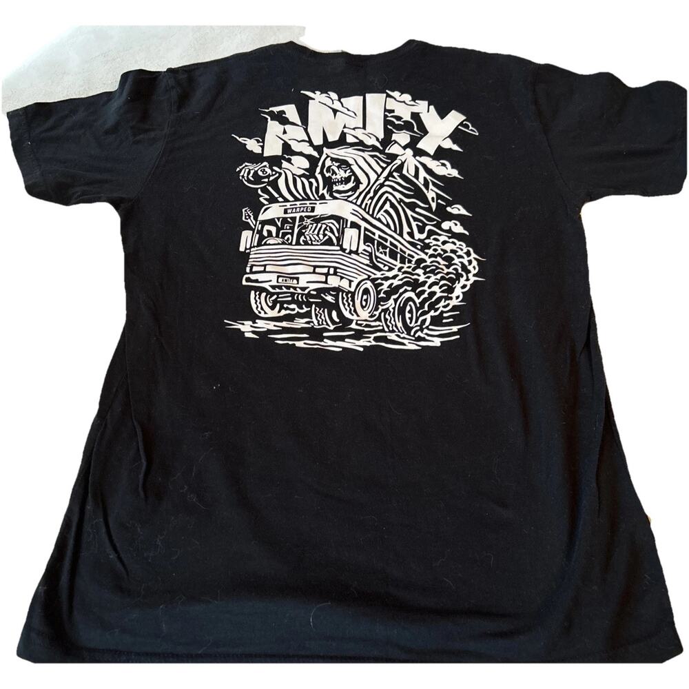 Vintage Warped Tour Shirt AMITY Black Size L Next Level Apparel Bus Grim Reaper
